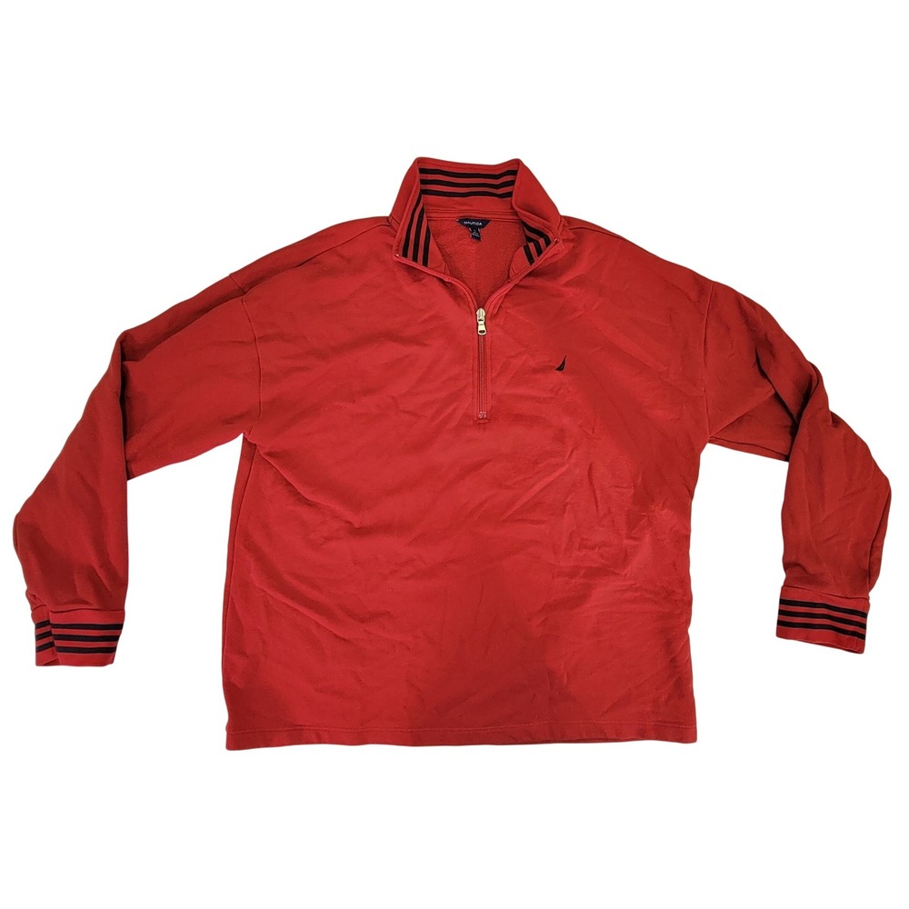 Nautica Men's Red 1/4 Zip Long Sleeve Sweatshirt‎ XL